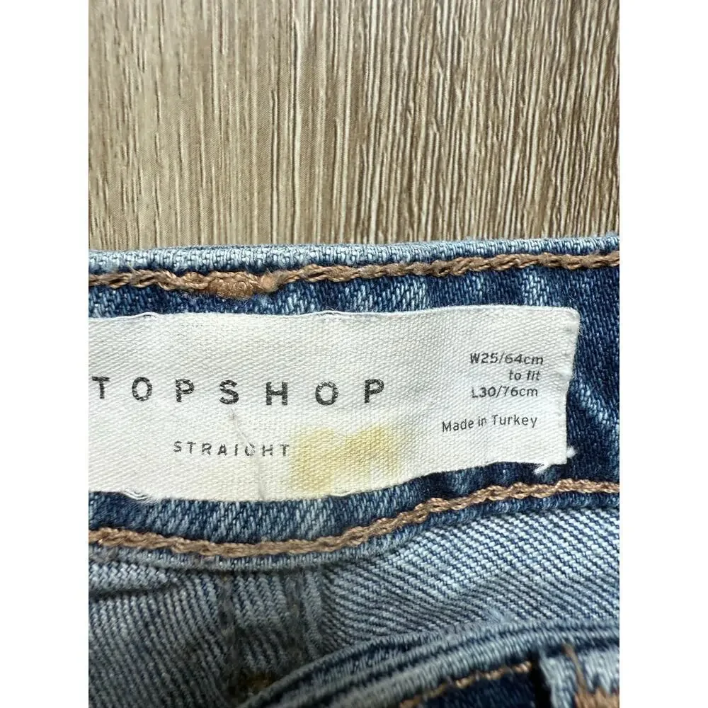 Topshop Women's Straight Jeans, size 25, Distressed